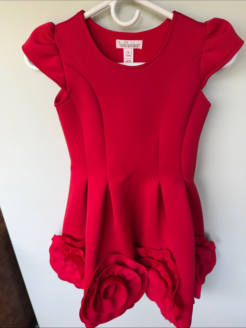 Halabaloo Red Flower-Hem Girl's Party Dress